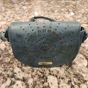 Vintage Mudd Shoulder Bag Green Leather Y2k 2 Compartments EUC